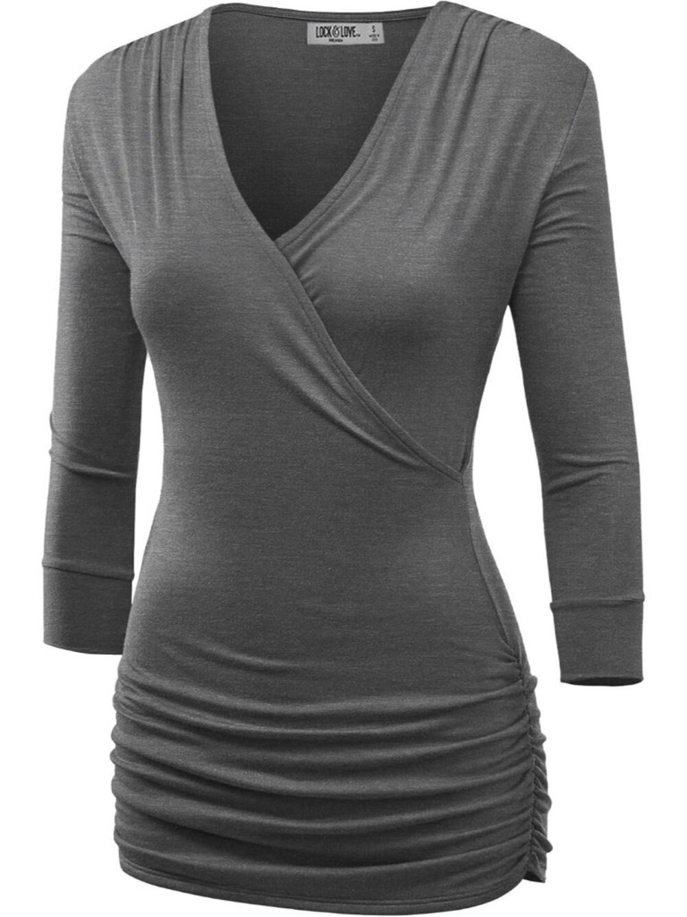 Women's T Shirts Hdg V Neck 3/4 Sleeve Cross Front Casual Summer Comfort Dress